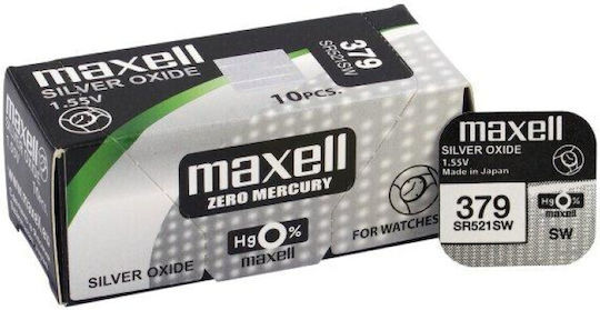 Maxell Zero Mercury 379 Silver Oxide Watch Battery SR521SW 1.55V 10pcs