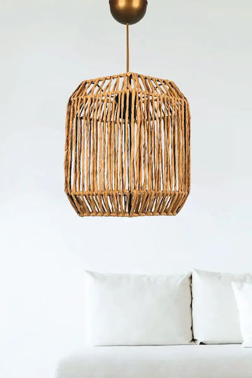 Deckenleuchte Metall & Rattan Kubisches Design 29x62cm