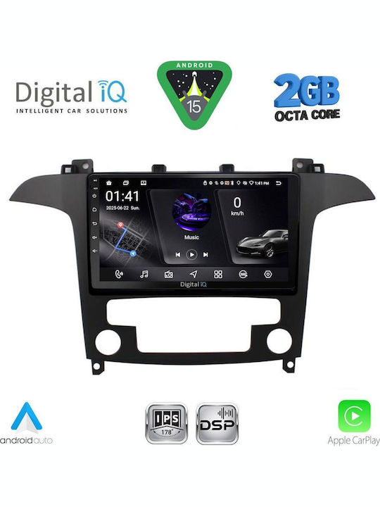 Digital IQ Car Audio System for Ford S-Max 2006-2014 with Clima (Bluetooth/USB/WiFi/GPS/Apple-Carplay/Android-Auto) with Touch Screen 9"