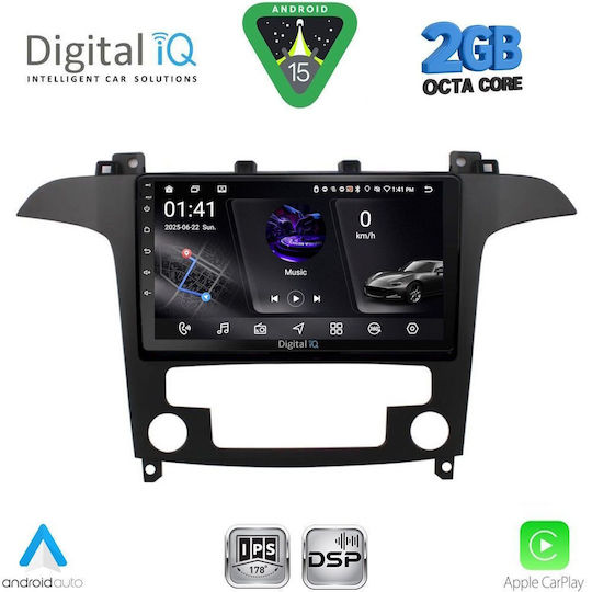 Digital IQ Ηχοσύστημα Αυτοκινήτου για Ford S-Max 2006-2014 με Clima (Bluetooth/USB/WiFi/GPS/Apple-Carplay/Android-Auto) με Οθόνη Αφής 9"