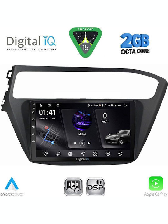 Digital IQ Auto-Audiosystem für Hyundai i20 2018-2021 (Bluetooth/USB/WiFi/GPS/Apple-Carplay/Android-Auto) mit Touchscreen 9"