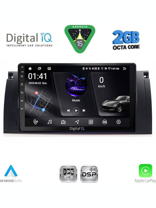Digital IQ Car Audio System for BMW Series 5 (E39) / X5 (E53) 1997-2005 (Bluetooth/USB/WiFi/GPS/Apple-Carplay/Android-Auto) with Touch Screen 9"