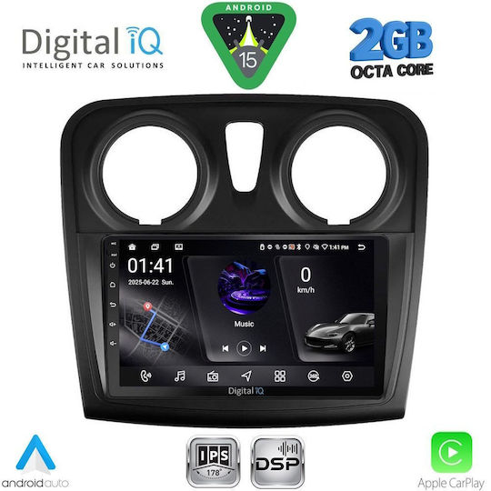 Digital IQ Car Audio System for Dacia Logan / Sandero 2012-2019 (Bluetooth/USB/WiFi/GPS/Apple-Carplay/Android-Auto) with Touch Screen 9"
