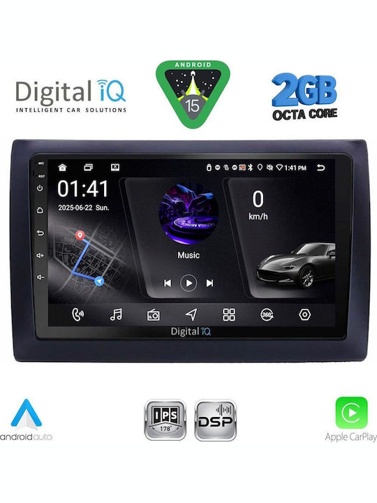 Digital IQ Car Audio System for Fiat Stilo 2001-2007 (Bluetooth/USB/WiFi/GPS/Apple-Carplay/Android-Auto) with Touch Screen 9"