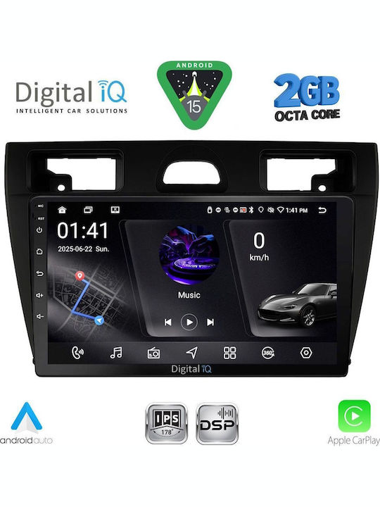 Digital IQ Auto-Audiosystem für Ford Fiesta 2005-2008 (Bluetooth/USB/WiFi/GPS/Apple-Carplay/Android-Auto) mit Touchscreen 9"