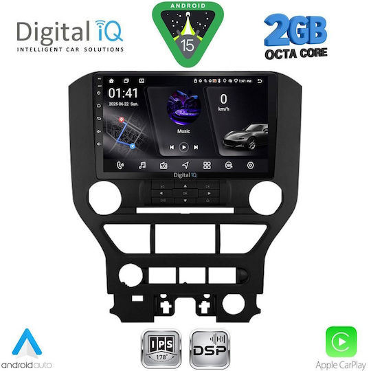 Digital IQ Ηχοσύστημα Αυτοκινήτου για Ford Mustang 2015-2020 (Bluetooth/USB/WiFi/GPS/Apple-Carplay/Android-Auto) με Οθόνη Αφής 9"