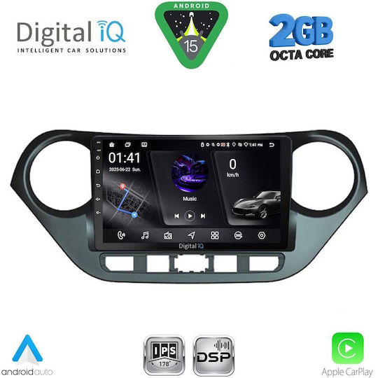 Digital IQ Car Audio System for Hyundai i10 2014-2020 (Bluetooth/USB/WiFi/GPS/Apple-Carplay/Android-Auto) with Touch Screen 9"