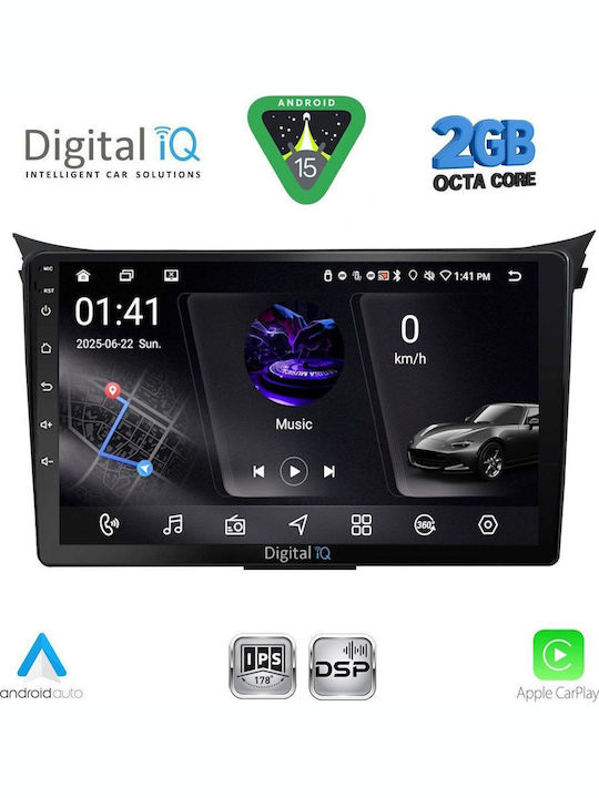 Digital IQ Car Audio System for Hyundai i30 2012-2017 (Bluetooth/USB/WiFi/GPS/Apple-Carplay/Android-Auto) with Touch Screen 9"