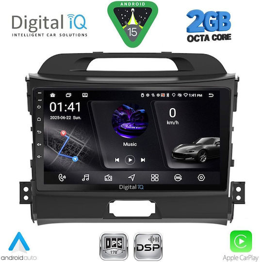 Digital IQ Car Audio System for Kia Sportage 2010-2015 (Bluetooth/USB/WiFi/GPS/Apple-Carplay/Android-Auto) with Touch Screen 9"