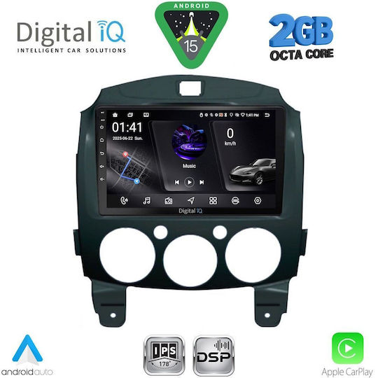 Digital IQ Car Audio System for Mazda 2 2007-2014 (Bluetooth/USB/WiFi/GPS/Apple-Carplay/Android-Auto) with Touch Screen 9"