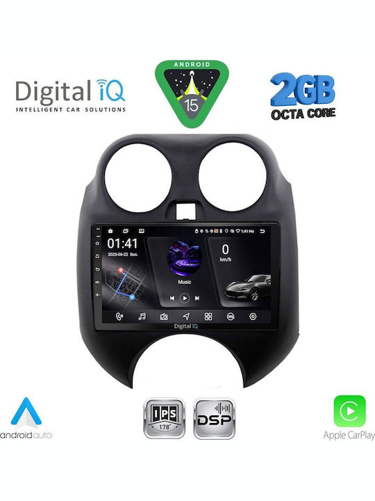 Digital IQ Car Audio System for Nissan Micra 2010-2014 (Bluetooth/USB/WiFi/GPS/Apple-Carplay/Android-Auto) with Touch Screen 9"