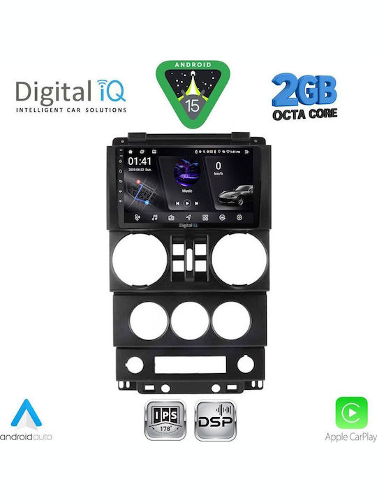 Digital IQ Car Audio System for Jeep Wrangler 2006-2011 (Bluetooth/USB/WiFi/GPS/Apple-Carplay/Android-Auto) with Touch Screen 9"