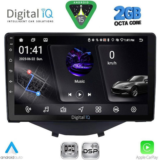 Digital IQ Ηχοσύστημα Αυτοκινήτου για Peugeot 108 Toyota Aygo Citroen C1 2014-2022 με Clima (Bluetooth/USB/WiFi/GPS/Apple-Carplay/Android-Auto) με Οθόνη Αφής 9"