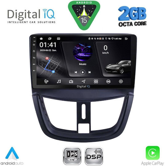 Digital IQ Ηχοσύστημα Αυτοκινήτου για Peugeot 207 2007-2014 (Bluetooth/USB/WiFi/GPS/Apple-Carplay/Android-Auto) με Οθόνη Αφής 9"