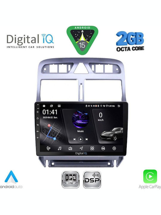 Digital IQ Car Audio System for Peugeot 307 2001-2008 (Bluetooth/USB/WiFi/GPS/Apple-Carplay/Android-Auto) with Touch Screen 9"