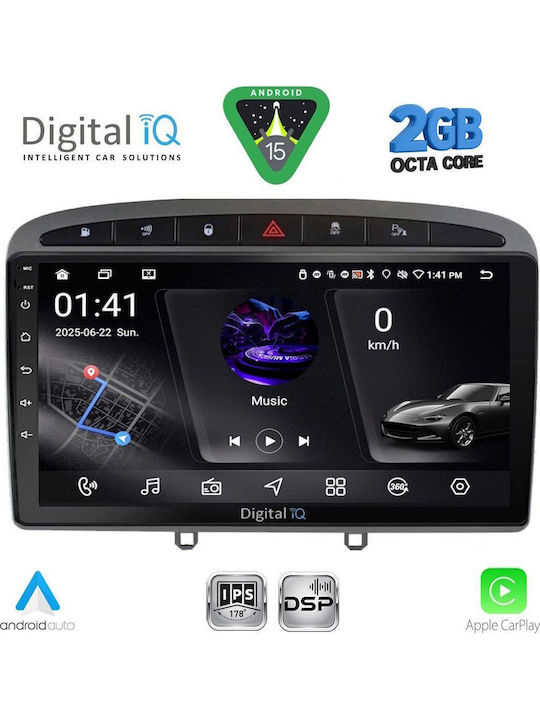 Digital IQ Car Audio System for Peugeot 308 / RCZ 2009-2015 (Bluetooth/USB/WiFi/GPS/Apple-Carplay/Android-Auto) with Touch Screen 9"