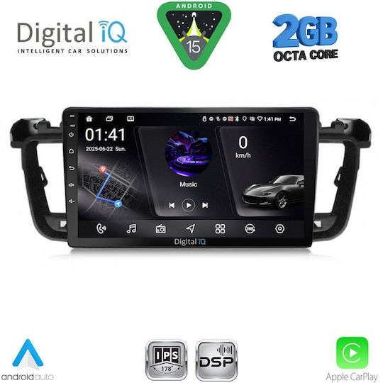 Digital IQ Car Audio System for Peugeot 508 2010-2016 (Bluetooth/USB/WiFi/GPS/Apple-Carplay/Android-Auto) with Touch Screen 9"