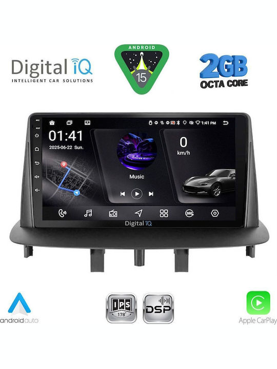 Digital IQ Car Audio System for Renault Megane 2009-2016 (Bluetooth/USB/WiFi/GPS/Apple-Carplay/Android-Auto) with Touch Screen 9"