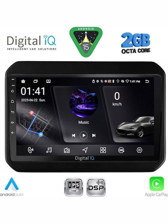 Digital IQ Auto-Audiosystem für Suzuki Ignis 2016 (Bluetooth/USB/WiFi/GPS/Apple-Carplay/Android-Auto) mit Touchscreen 9"
