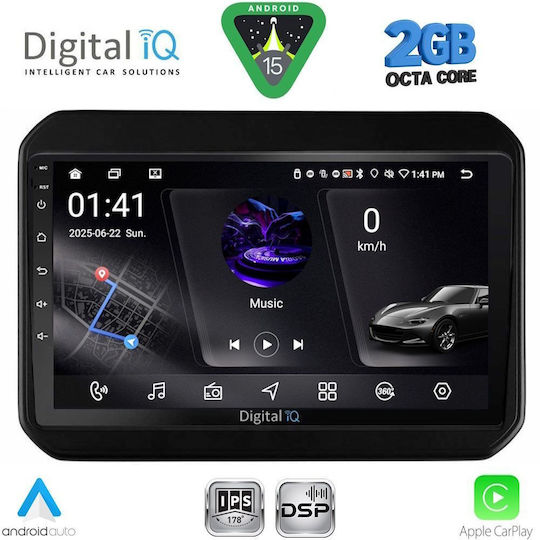 Digital IQ Auto-Audiosystem für Suzuki Ignis 2016 (Bluetooth/USB/WiFi/GPS/Apple-Carplay/Android-Auto) mit Touchscreen 9"