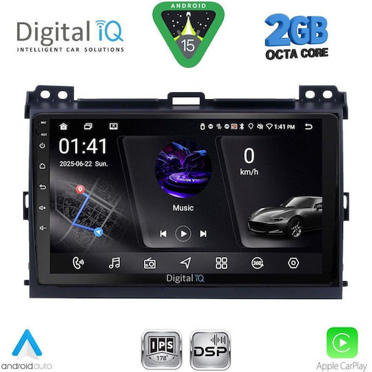 Digital IQ Sistem Audio Auto pentru Toyota Croazieră pe uscat 2002-2008 (Bluetooth/USB/WiFi/GPS/Apple-Carplay/Android-Auto) cu Ecran Tactil 9"