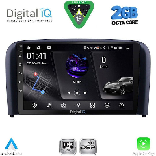 Digital IQ Car Audio System for Volvo S80 1999-2006 (Bluetooth/USB/WiFi/GPS/Apple-Carplay/Android-Auto) with Touch Screen 9"