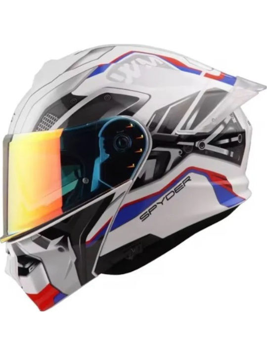Spyder Force Flip-Up με Sun Visor ECE 22.06 White/Red/Blue