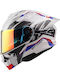 Spyder Force White/Red/Blue Motorradhelm Aufklappbar ECE 22.06 1600gr mit Sonnenblende