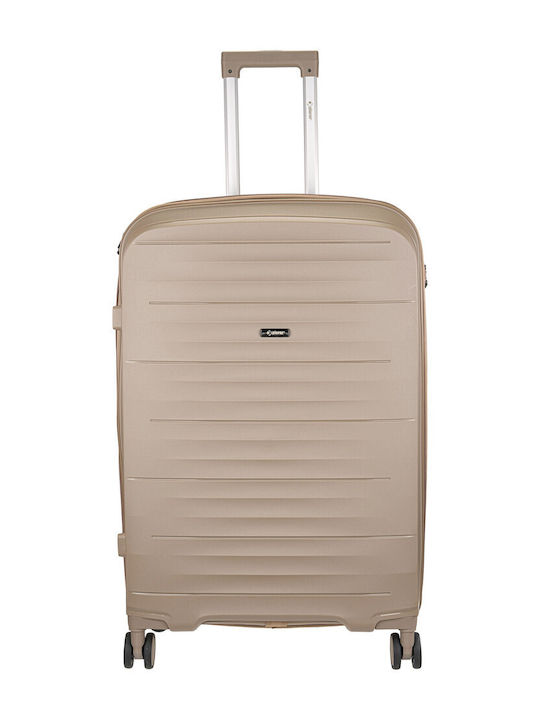 Xplorer Large Travel Suitcase Hard Beige with 4...