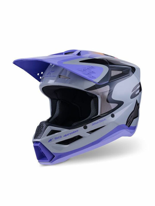 Alpinestars SM3 Jettson Grey Gloss Motorcycle Helmet Motocross DOT / ECE 22.06 1430gr