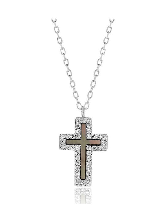 Jools Schwarz Damen Kreuz aus Silber mit Kette
