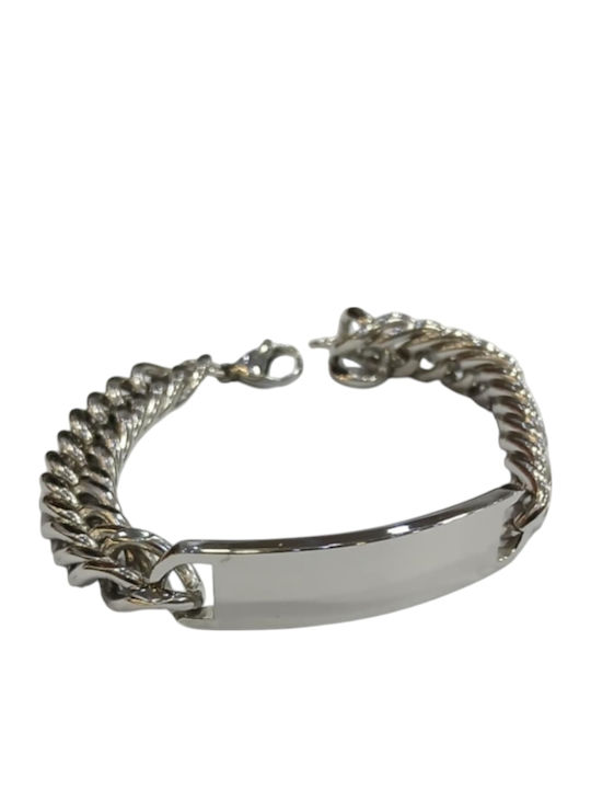 Kalliopi Silver Ανδρικό Βραχιόλι Ταυτότητα από Ατσάλι 22cm