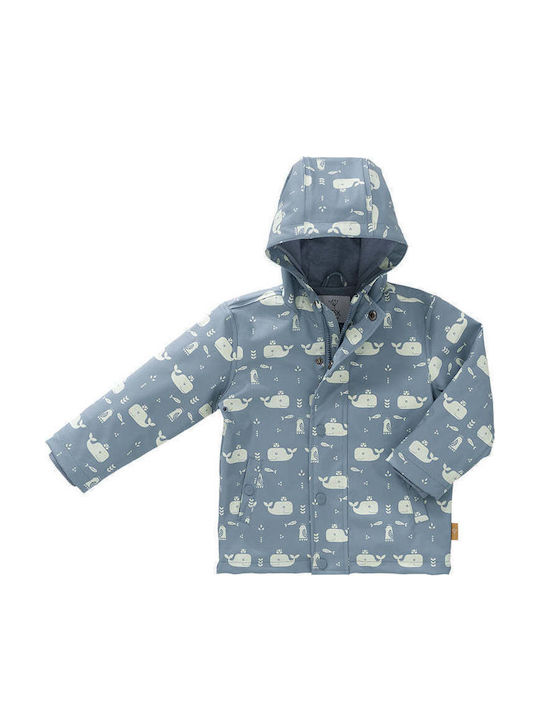 Waterproof Kids' Casual Jacket with Lining & Hood Whale Blue