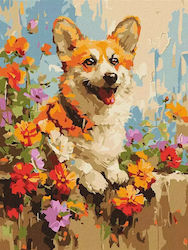Malset Für Corgi In Blumen 30x40cm