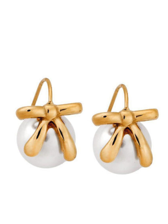 Puppis Earrings made of Steel Gold Plated with Pearls