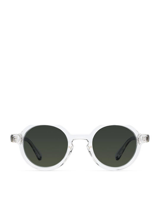 Meller Ombo Unisex Sunglasses With Transparent Horn-Rimmed Frame And Green Lens OM-MINOROLI