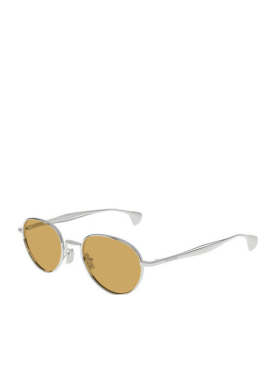 Bottega Veneta Unisex Sonnenbrille mit Silber Metall Gestell und Gelb Spiegel Linse BV1396S 001