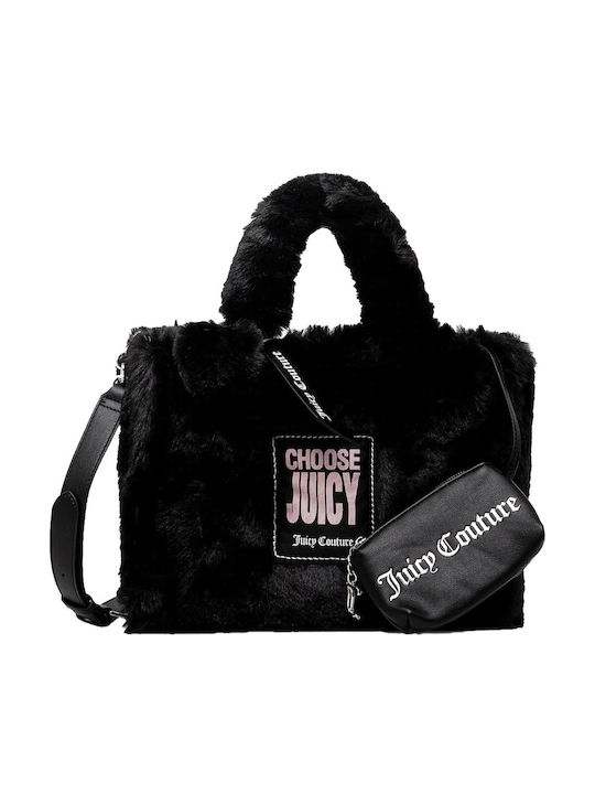 Günstige Damen Shopper Tasche aus Kunstleder Schwarz