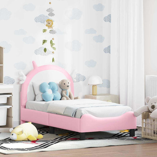 Pat pentru Copii Single Roz pentru Saltea 70x140cm