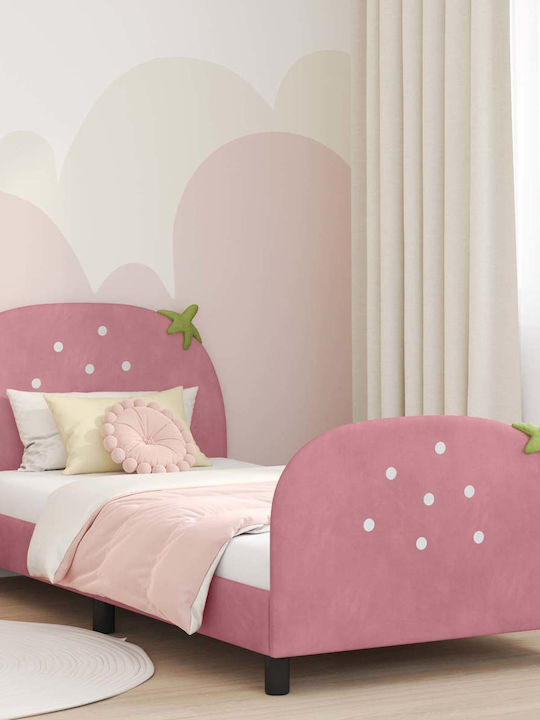 Kids Bed Single Pink for Mattress 90x200cm