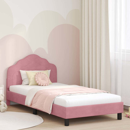 Pat pentru Copii Single Roz pentru Saltea 90x200cm
