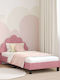Kids Single Classic Bed with Storage Space Pink for Mattress 80x160cm