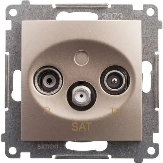 Kontakt-simon Simon54 Rtv Sat Through-through Antenna Socket Gold Dasp.01/44