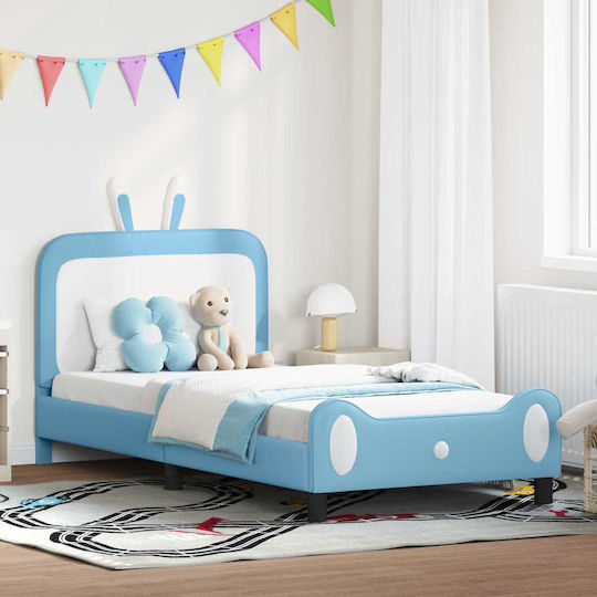 Kinderbett Klassisch Einzeln Blau für Matratze 90x200cm