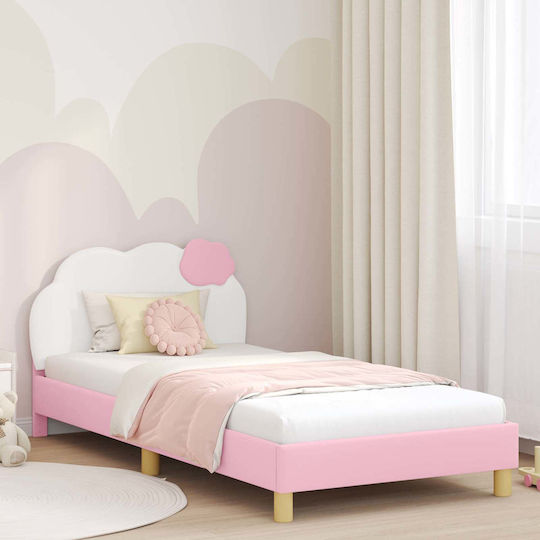 Pat pentru Copii Single Roz pentru Saltea 90x200cm
