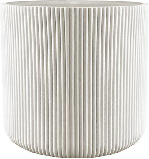 Supergreens Γλάστρα Πήλινη Μπεζ Με Ρίγες 44.5x44.5x44εκ.