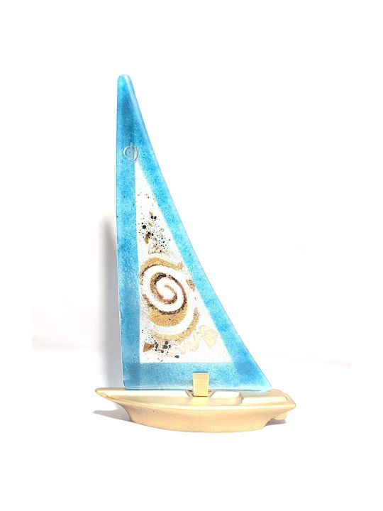 G2026/321 Handmade Decorative Ship Metallic Base Handmade Blown Glass Grekas Home