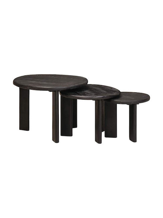 Round Side Table Made of Solid Wood White 3 Pie...