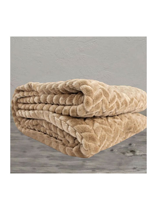 SpitiBazaar Κουβέρτα Fleece Διπλή 215x230εκ. Μπεζ
