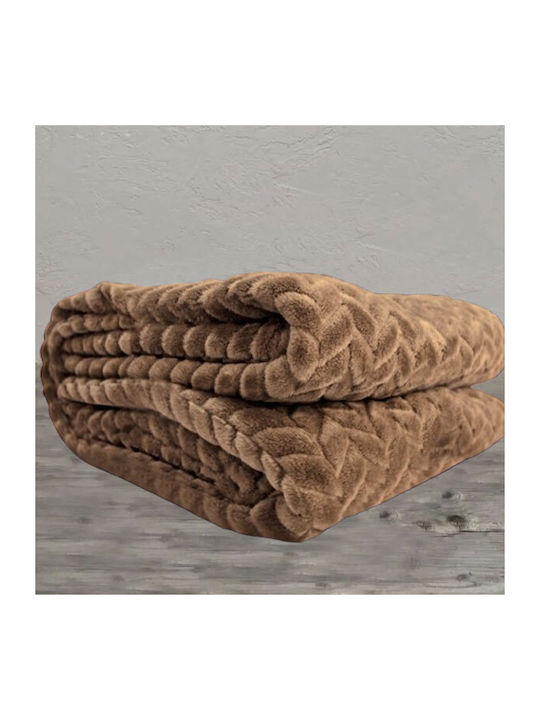 SpitiBazaar Decke Vlies Doppel 215x230cm Coffee Open